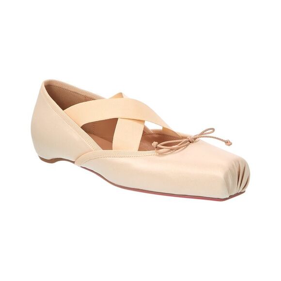 Christian Louboutin Cassiasticina Satin Ballerina Flat Pink